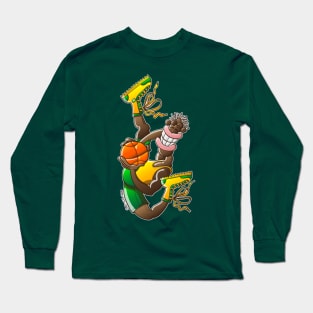 Basketball player performing acrobatic jump Long Sleeve T-Shirt